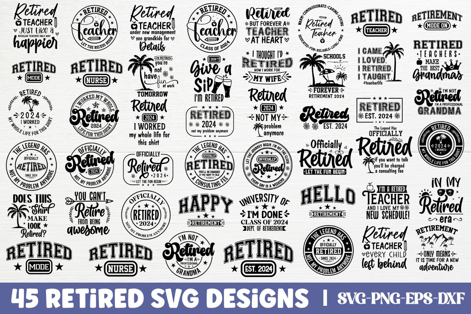 Retired SVG Bundle, Retirement SVG Bundl